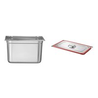 Pachet Tava Hendi Gastronorm GN 1/2 200 mm 12,5 lt - gama Profi Line, otel inoxidabil plus Capac Gastronorm cu banda siliconata GN 1/2 - gama Hendi Profi Line, otel inoxidabil