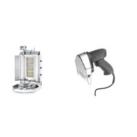 Pachet Kebab Grill Profi Line pe gaz , cu 3 arzatoare, dimensiune maxima rola carne 400x(H)510 mm, 470x550x(H)960, 9.75 KW, Inox, maxim 40 kg carne plus Cutit electric kebab Hendi -  Kitchen Line