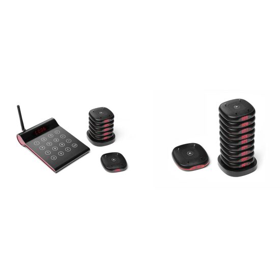 Pachet Sistem pager pentru restaurant Hendi, 10 unitati, 210x130x40mm plus Set 10 pagere restaurant Hendi, pentru 201633