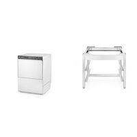 Pachet Masina profesionala de spalat vase K 50 cu pompa de detergent 50 x 50 control electromecanic 400 W Hendi Inox 570x600(+370)x(H)830 mm plus Suport pentru masina de spalat vase K50 570x560x(H)500MM