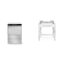 Pachet Masina profesionala de spalat vase 40 x 40 Hendi Inox 3 cicluri de spalare 470x510(+320)x(H)710 mm 2.8 kW plus Suport podea pentru masina de spalat vase, Inox Hendi 470x500x(H)500 mm