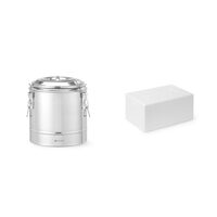 Pachet Termos pentru transport alimente, inox,11 litri, 300x(H)345mm plus Cutie termoizolanta 32 lt, interior 500x300x(H)215 mm, exterior 580x380x(H)285 mm, HENDI Smart, spuma polipropilenica