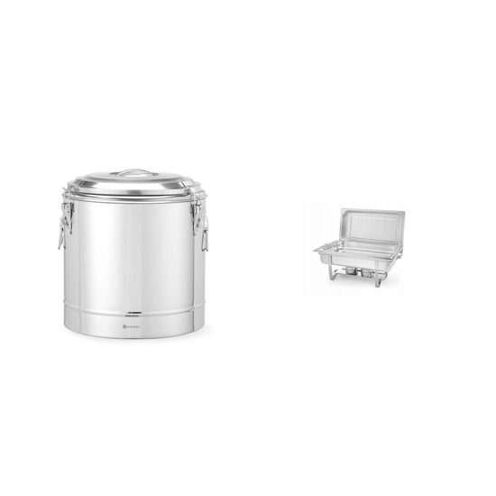 Pachet Container transport 31L + Chafing dish inox GN 1/1