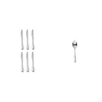Pachet Set 6 cuțite masă + Set 12 lingurițe desert inox