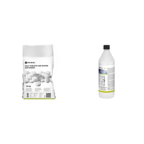 Tablete sare 25kg + Soluție detartrare 1L