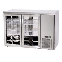 Masă frigorifică de bar cu uși din sticlă, Arktic, 4 rafturi, 283L, Argintiu, 230V/185W, 1217x631x(H)865mm