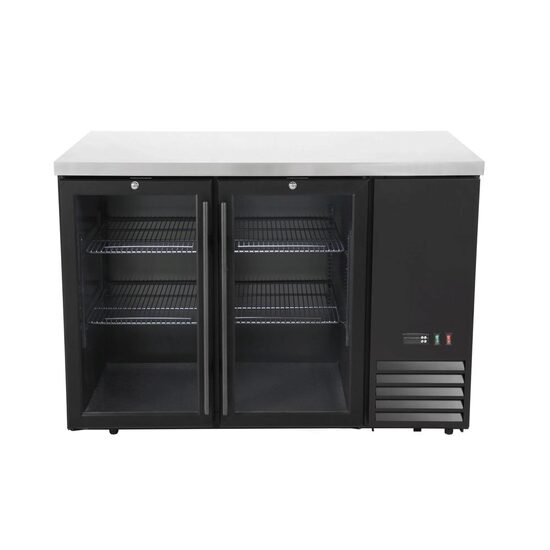 Masă frigorifică de bar cu uși din sticlă, Arktic, 4 rafturi, 283L, Negru, 230V/185W, 1217x631x(H)865mm