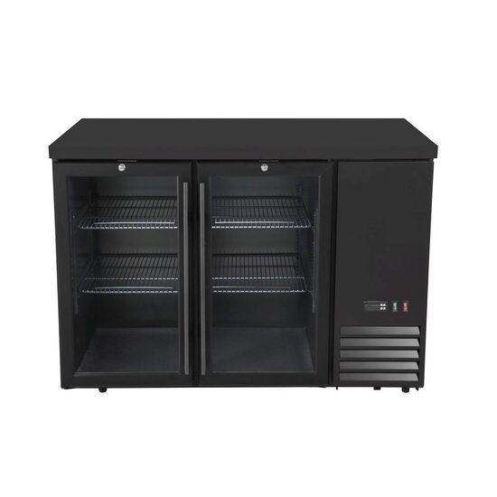 Masă frigorifică de bar cu uși din sticlă, Arktic, 4 rafturi, 283L, Negru, 230V/185W, 1217x631x(H)865mm
