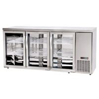 Masă frigorifică de bar cu uși din sticlă, Arktic, 6 rafturi, 493L, Argintiu, 230V/185W, 1826x631x(H)865mm