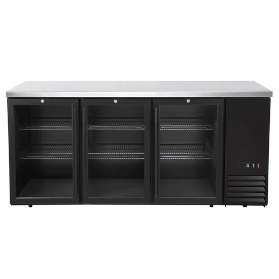 Masă frigorifică de bar cu uși din sticlă, Arktic, 6 rafturi, 493L, Negru, 230V/185W, 1826x631x(H)865mm