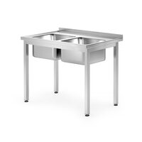 Spalator cu 2 Cuve montare pe perete - sudata, otel inoxidabil, Hendi, Kitchen Line, 1000x700x(H)850 mm