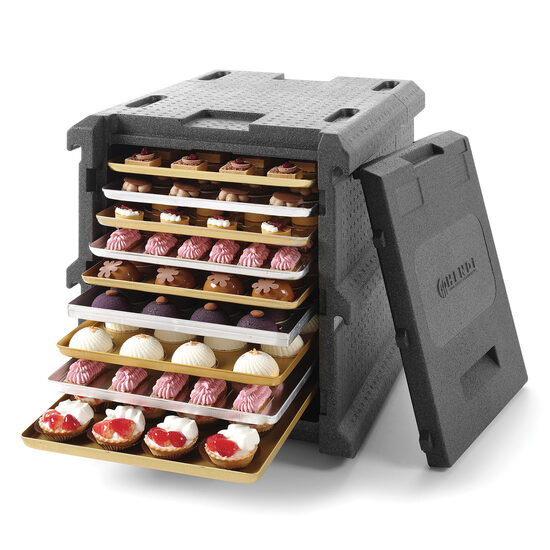 Cutie termoizolanta cu capac, 128 litri, tip thermobox, Hendi, ideala pentru transport catering, 9x 600x400 mm