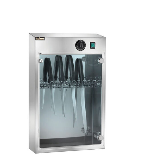 Sterilizator UV pentru cutite, timer, inox, capacitate 10 cutite, 16 W, 43 x 16 x 64(H) cm