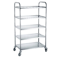 Carucior servire cu 5 rafturi, realizat din otel inoxidabil, sarcina maxima pe raft 30 kg,905x585x(H)1545