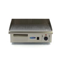 Gratar electric profesional Maxima, Inox, suprafata striata 550x450mm, putere 3000 W, termostat reglabil: 0 ° C pana la 300 °C, 550x450x230 mm