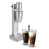 Milkshaker 1 lt, 180 W, Inox, 2 pahare si 6 discuri amestecare incluse, motorul puternic rote?te tija la 15000 rpm capacitate pahar 1000 ml, 170x170x(h)520 mm