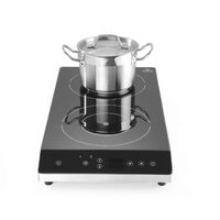 Plita dubla cu inductie profesionala, 3500 W, control digital, termostat 35-240°C, timer 0-180 min, corp inox, Hendi, 300x580x(h)64 mm