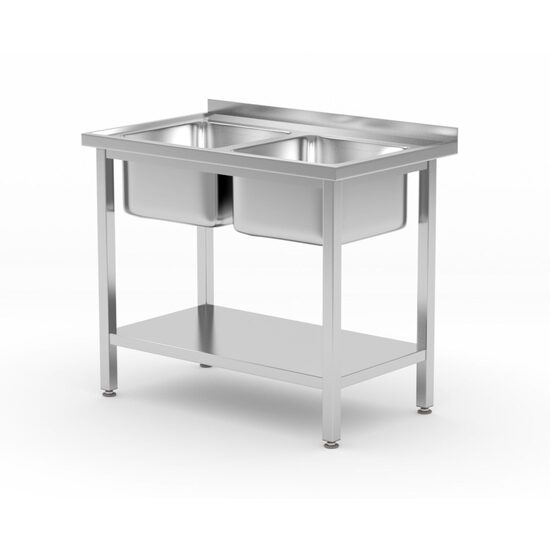 Spalator cu doua chiuvete cu raft HENDI, Budget Line 1000x600x (H) 850mm