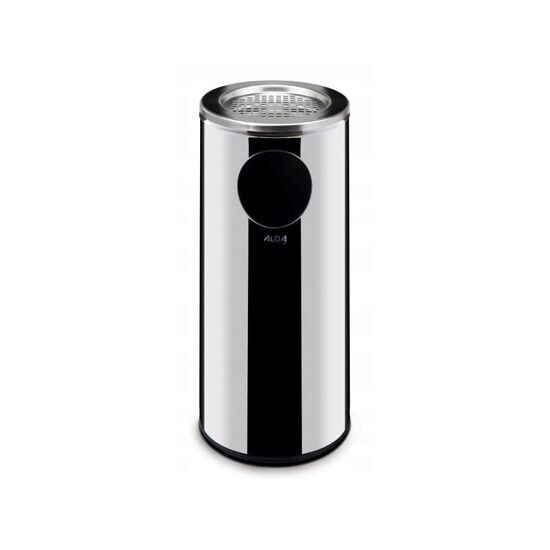 Cos de gunoi cu scrumiera, capacitate 33 litri, Inox, diametru 135 mm, baza din cauciuc antiderapant, interior/exterior, 240x(H)660mm