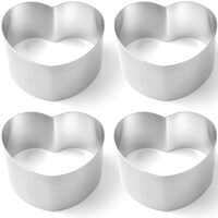 Set 4 forme inima pentru patiserie Hendi, Inox, dimensiuni 150, 250, 350, 450 mm