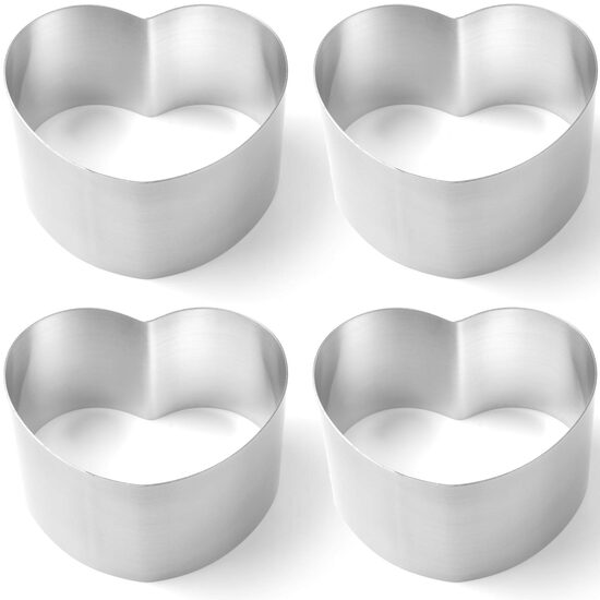 Set 4 forme inima pentru patiserie Hendi, Inox, dimensiuni 150, 250, 350, 450 mm