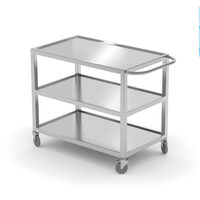 Carucior pentru servire cu 3 rafturi si roti cu frane fiecare raft suporta pana la 75 Kg Hendi, Inox, 800x500x(H)850 mm