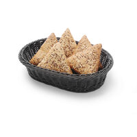 Cos pentru servire paine, Hendi, Negru, Polipropilena, design impletit tip ratan, 250x190x(H)65mm