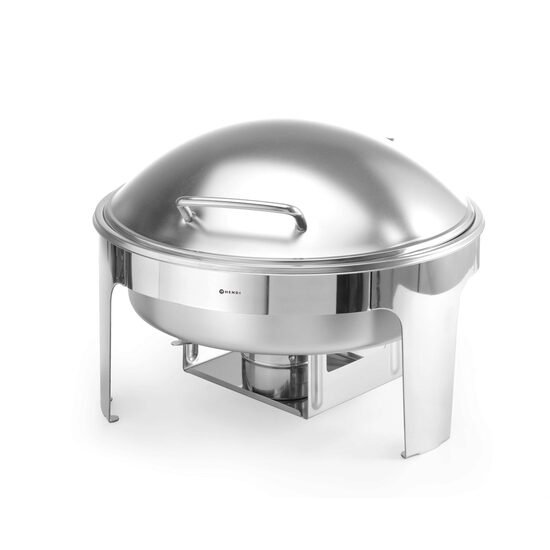 Chafing dish cu capac, Gastronorm 6 litri inox, Hendi, 465x420x(h)320 mm, tava detasabila pentru apa, suport pentru combustibil incluse