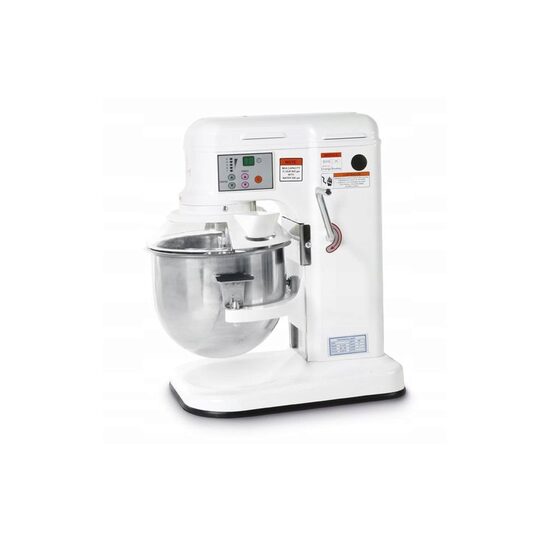 Mixer profesional planetar spirala cu 5 viteze echipat cu roti pivotante vas, capac si spirala din inox 18/10, Hendi, 6.65 litri 658 W, 336 x 460 x (H) 518 mm, 3 accesorii incluse carlig, agitator plat, tel