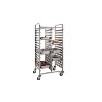 Carucior pentru debarasare tavi, cu roti, capacitate dubla 2 x 15 tavi GN 1/1 (530x325 mm), Hendi, compact, din inox, 798x610x(H)1710mm