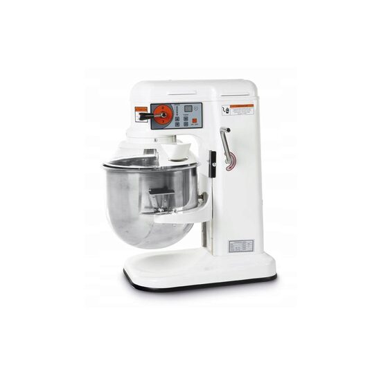 Mixer profesional planetar spirala cu 15 viteze echipat cu roti pivotante vas, capac si spirala din inox 18/10, Hendi, 9.5  litri 650 W, 336 x 483 x (H) 558 mm, 3 accesorii incluse carlig, agitator plat, tel